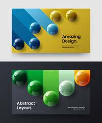 Amazing placard vector design concept collection. Simple realistic spheres company cover template set.