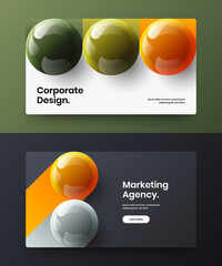 Amazing 3D spheres poster layout bundle. Modern website vector design illustration set.