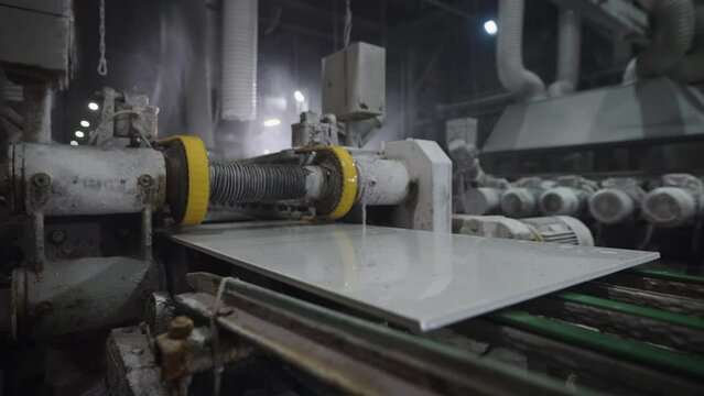 Automatic line for the production of porcelain tiles. Factory for the production of finishing materials