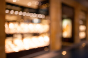 Blurred view of modern shopping mall interior
