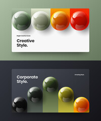 Isolated 3D spheres placard layout collection. Minimalistic booklet design vector concept bundle.