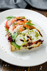 bruschetta with tomatoes and cheese mozarella, caprese