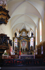 Fototapeta na wymiar Interior of Cathedral of Peter and Paul in Kamenetz-Podolsky, Ukraine