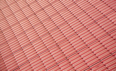 The Red zinc texture wall,metal floor. Red tile roof floor background