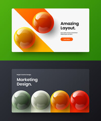 Colorful realistic spheres booklet layout composition. Trendy leaflet vector design illustration bundle.