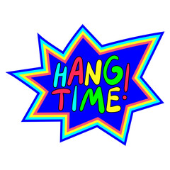 Decorative sticker with hang time hand drawn lettering
