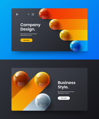 Fresh 3D balls postcard template composition. Creative booklet design vector concept bundle.