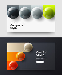 Geometric company cover vector design layout composition. Premium realistic spheres web banner template collection.