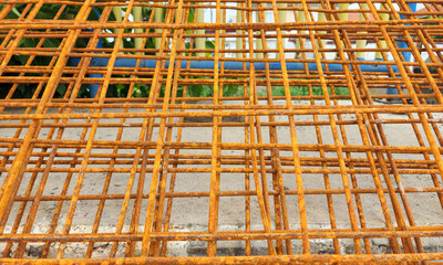 steel bar frame with rust
