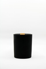 Black wood wick candle with no label