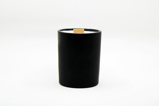 Black Candle Holder With Wood Wick No Label For Private Label