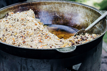  pilaf in a cauldron.
