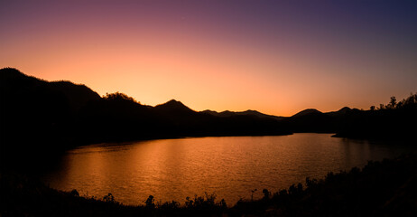 landscape of lake mountain at dawn