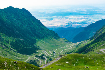 Fototapeta premium Transfagarasan mountains road, is one of the most beautiful roads in the world. Carpathians. Romania.
