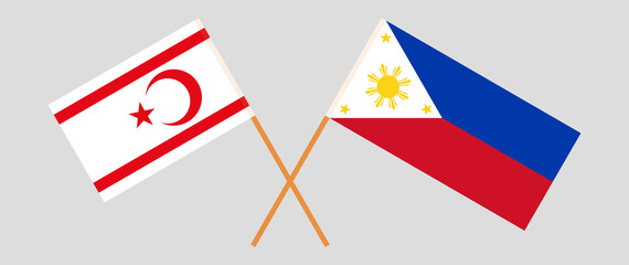 Crossed flags of Northern Cyprus and the Philippines. Official colors. Correct proportion