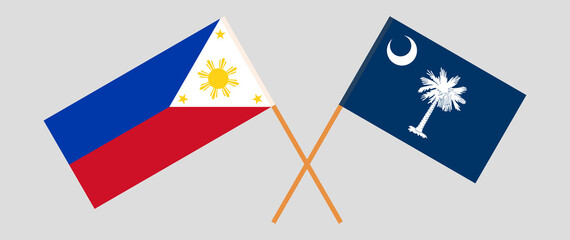 Crossed flags of the Philippines and The State of South Carolina. Official colors. Correct proportion