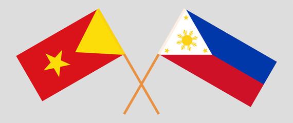 Crossed flags of Tigray and the Philippines. Official colors. Correct proportion