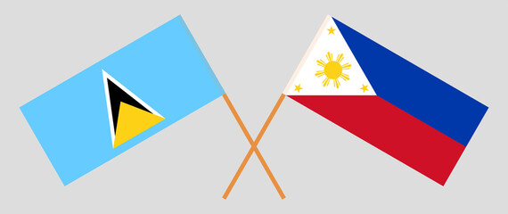 Crossed flags of Lesotho and the Philippines. Official colors. Correct proportion
