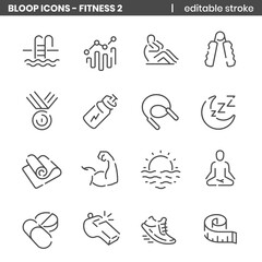 Fitness 2 - Bloop Editable Stroke, Line Icons.