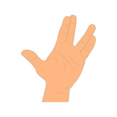 Drawn hand gestures image. Human arm in outline style. Isolated cartoon drawing sign. Vector illustration
