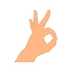 Drawing cartoon human arm isolated on white background. Drawn hand gesture. Art style - vector illustration