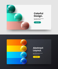 Premium realistic balls booklet template bundle. Unique website design vector concept composition.