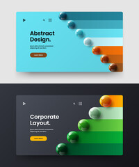 Original 3D balls catalog cover template bundle. Simple company identity design vector concept composition.