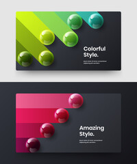 Original site screen design vector concept set. Trendy realistic balls corporate brochure illustration collection.