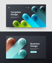 Colorful 3D balls booklet illustration collection. Vivid front page vector design layout composition.