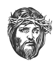 Jesus Christ, portrait. Hand drawing. Vector