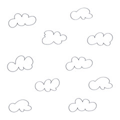 Cloud outline set. Cloud line icon collection isolated on white background.