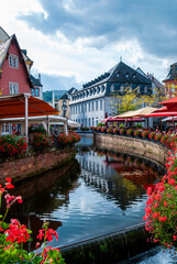 River Leuk at the old city of Saarburg in the Trier-Saarburg district in the state of...