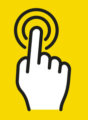Touch screen finger tap gesture vector icon with editable line