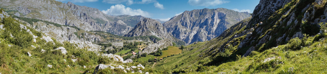 Fototapeta na wymiar Peñas de Bejes, municipality of Cantabria, Picos de Europa, Spain,aerial view from the mountain top