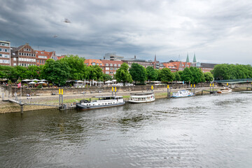 Bremen. View of the river and the city.