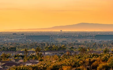 Poster Suburban Orange County landscape at sunset in Southern California © Don