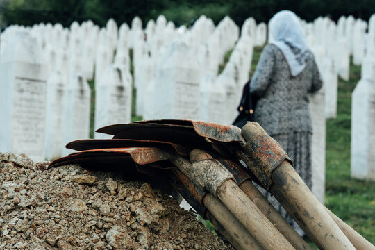 Shovels For Burying Idenified Victim Of The Srebrenica Massacre, Potočari Bosnia