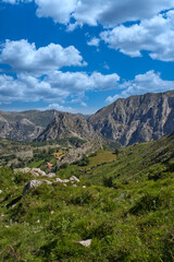 Fototapeta premium Peñas de Bejes, municipality of Cantabria, Picos de Europa, Spain,aerial view from the mountain top