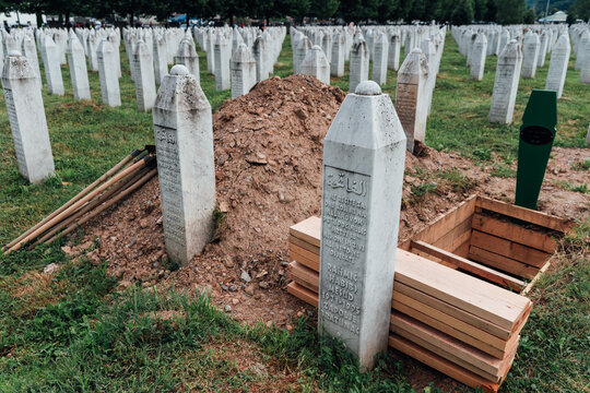 Grave For Newly Identified Victim Of Srebrenica Massacre, Potočari Bosnia