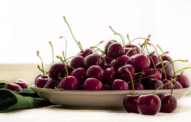 fresh cherries in a bowl