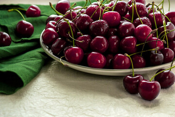 Sweet cherry on a table 