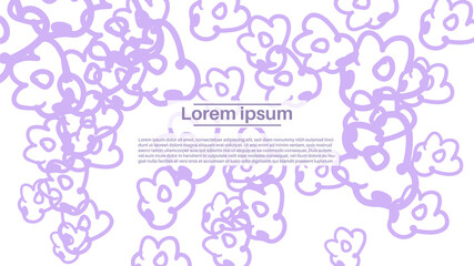 Fantasy ditsy floral doodle shapes background. Messy abstract card, layout. Creative cute landing page or business background. Advertisement cover, wedding card.