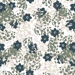 Fantasy messy freehand doodle floral shapes seamless pattern.  Infinity random abstract card, layout. Creative background. Textile, fabric, wrapping paper.