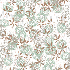 Fantasy messy freehand doodle floral shapes seamless pattern.  Infinity random abstract card, layout. Creative background. Textile, fabric, wrapping paper.