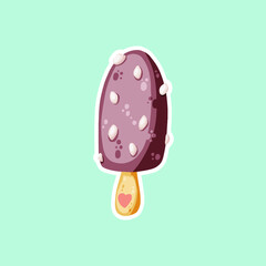 Cute ice cream icon in cartoon style vector illustration. For print and creative design