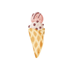 Cute ice cream icon in cartoon style vector illustration.