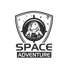 Retro vintage space astronaut logo badge design