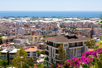 Obraz premium Scenic view of turkish town of Anamur on Mediterranean coast, southern Turkiye