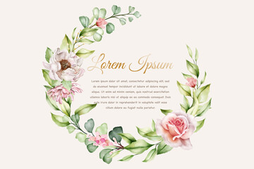 elegant floral and leaves wreath design