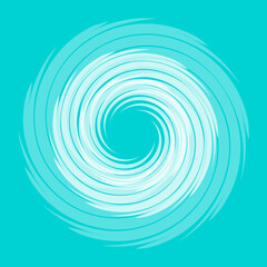 Revolved whirlpool, whirlwind, gyre effect. Radial shape with vortex rotation. Curvy burst lines. Flat vector illustration.